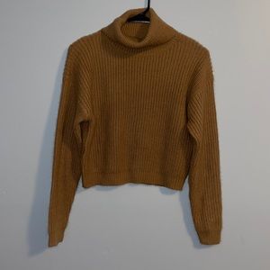 Brown cropped soft knitted turtleneck from boohoo size medium